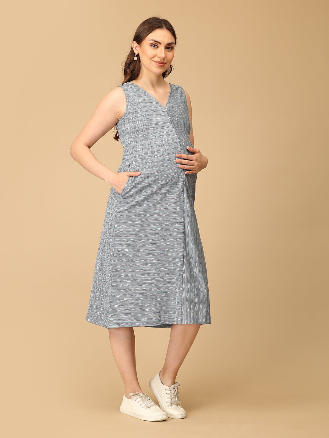  Lines & Layers Maternity and Nursing Dress Multi