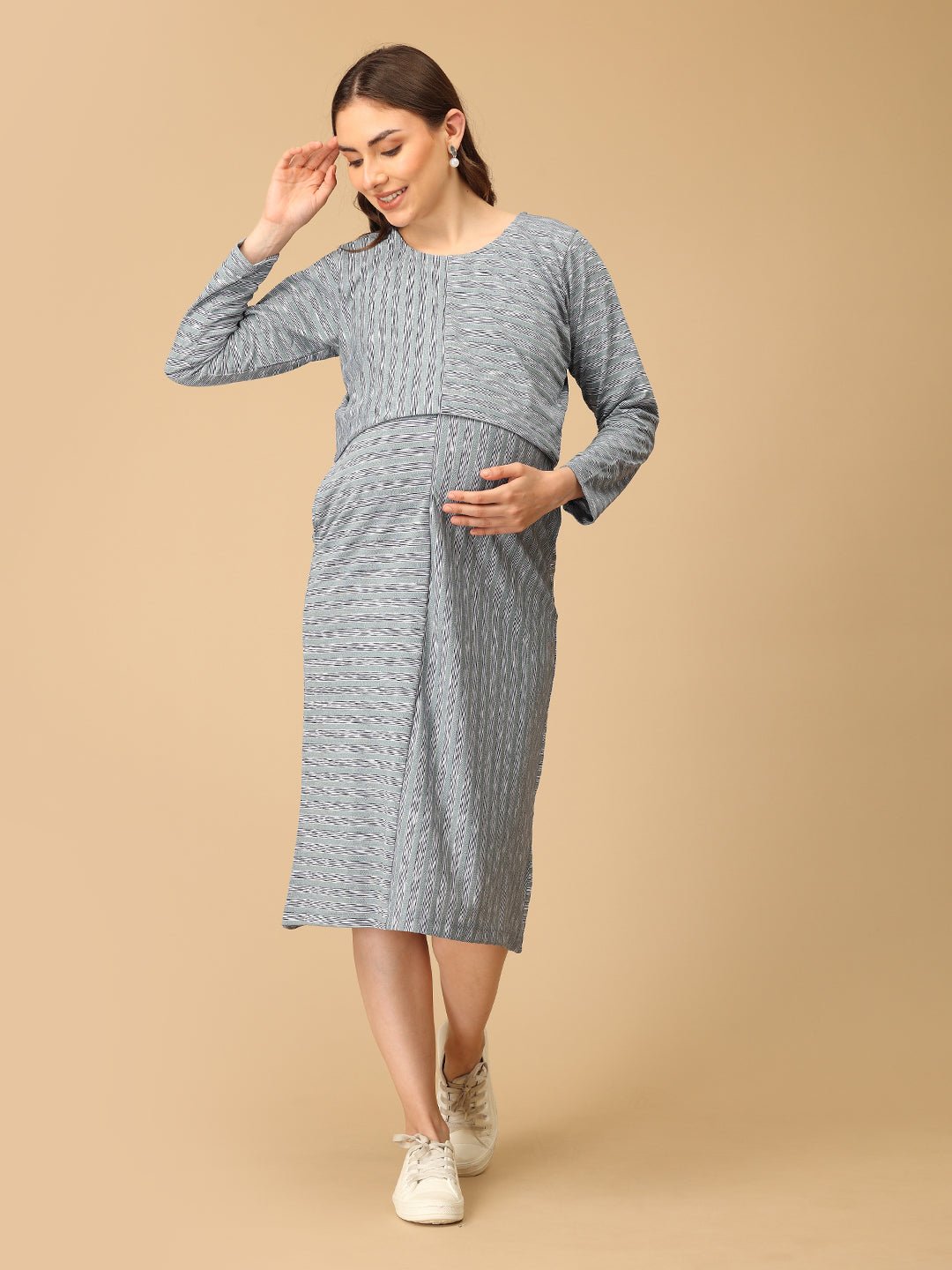  Lines & Layers Maternity and Nursing Dress Multi
