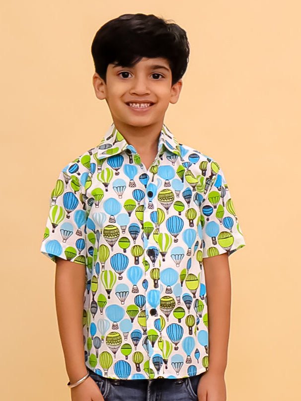 Little Lift Off Multi Color Cotton Half Sleeve Shirt For Boys