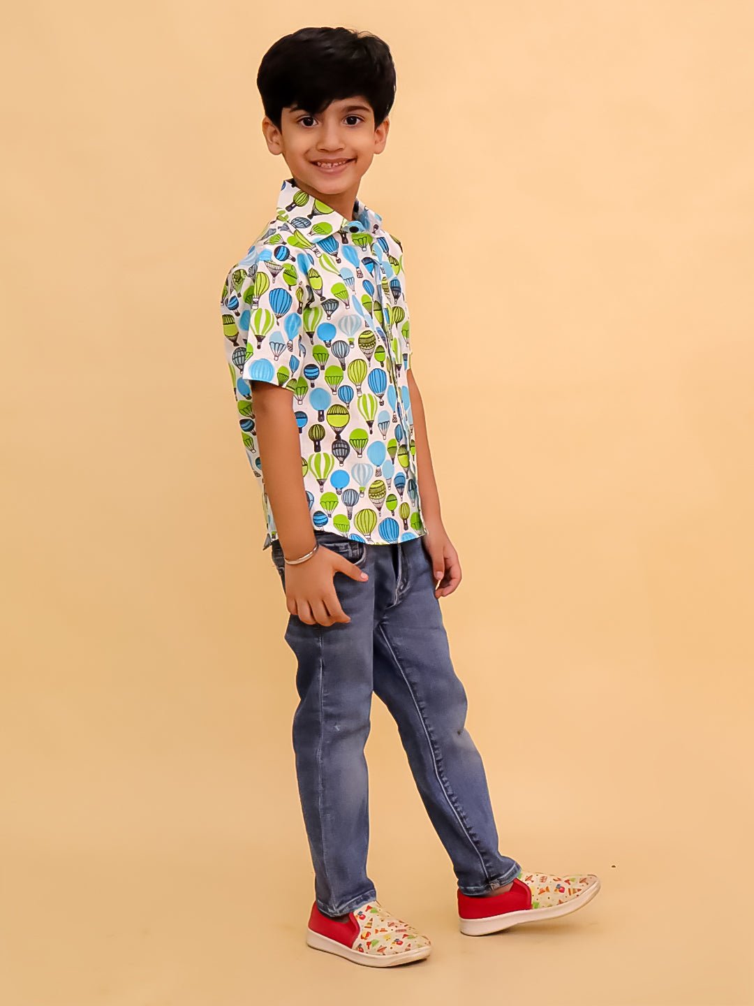 Little Lift Off Multi Color Cotton Half Sleeve Shirt For Boys