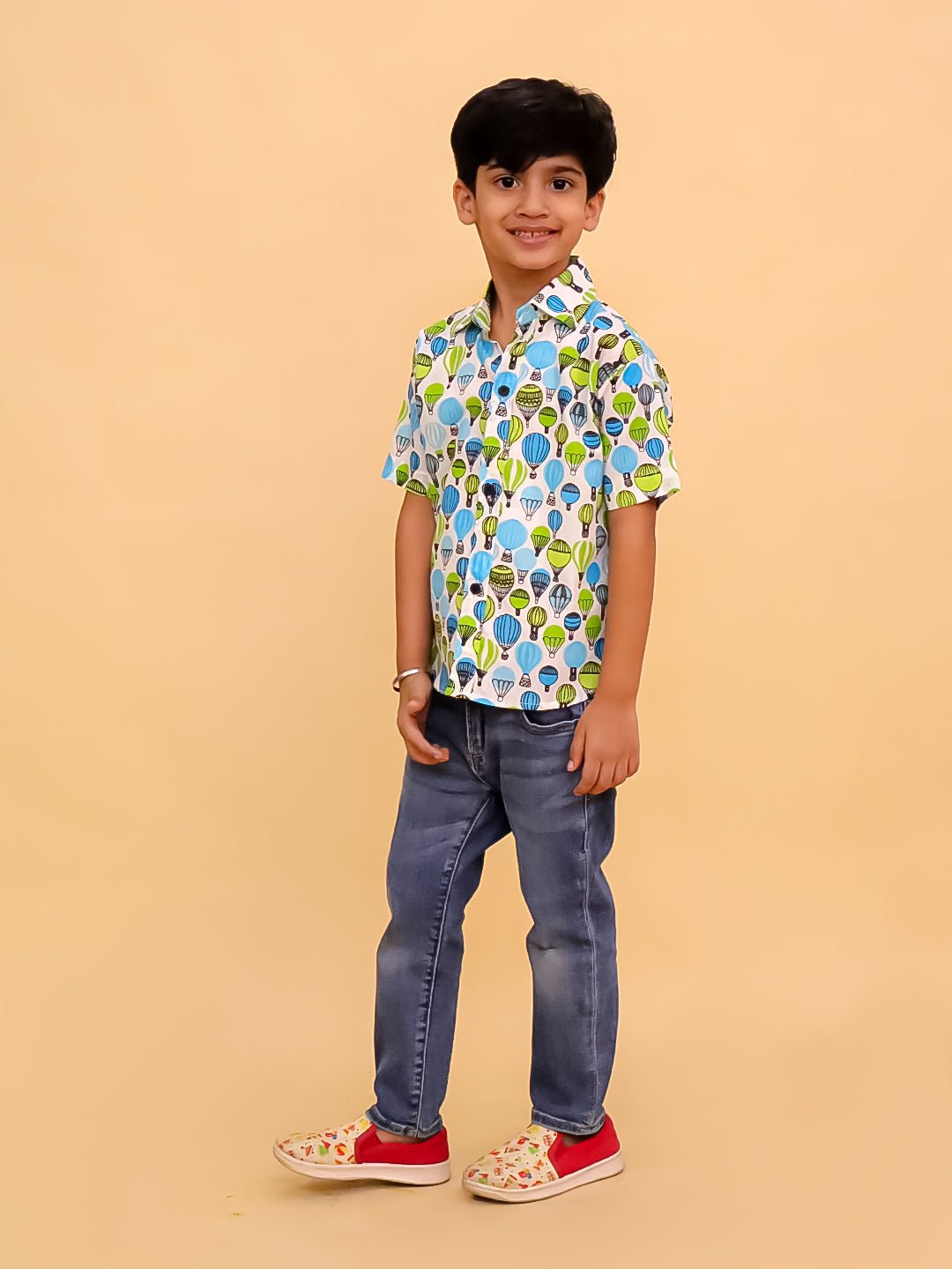 Little Lift Off Multi Color Cotton Half Sleeve Shirt For Boys