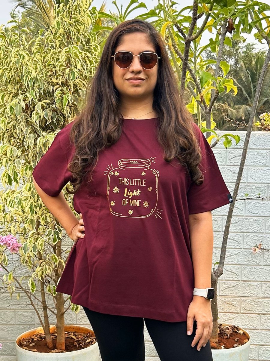  Little Light of Love Oversized Maternity and Nursing T shirt Maroon