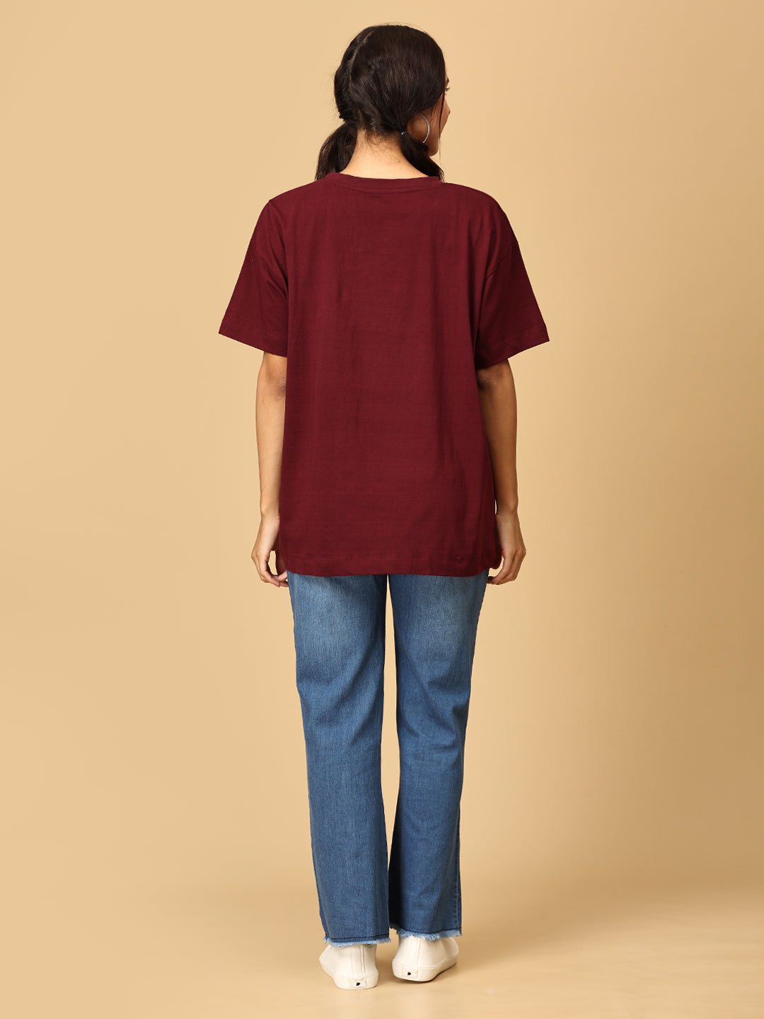  Little Light of Love Oversized Maternity and Nursing T shirt Maroon