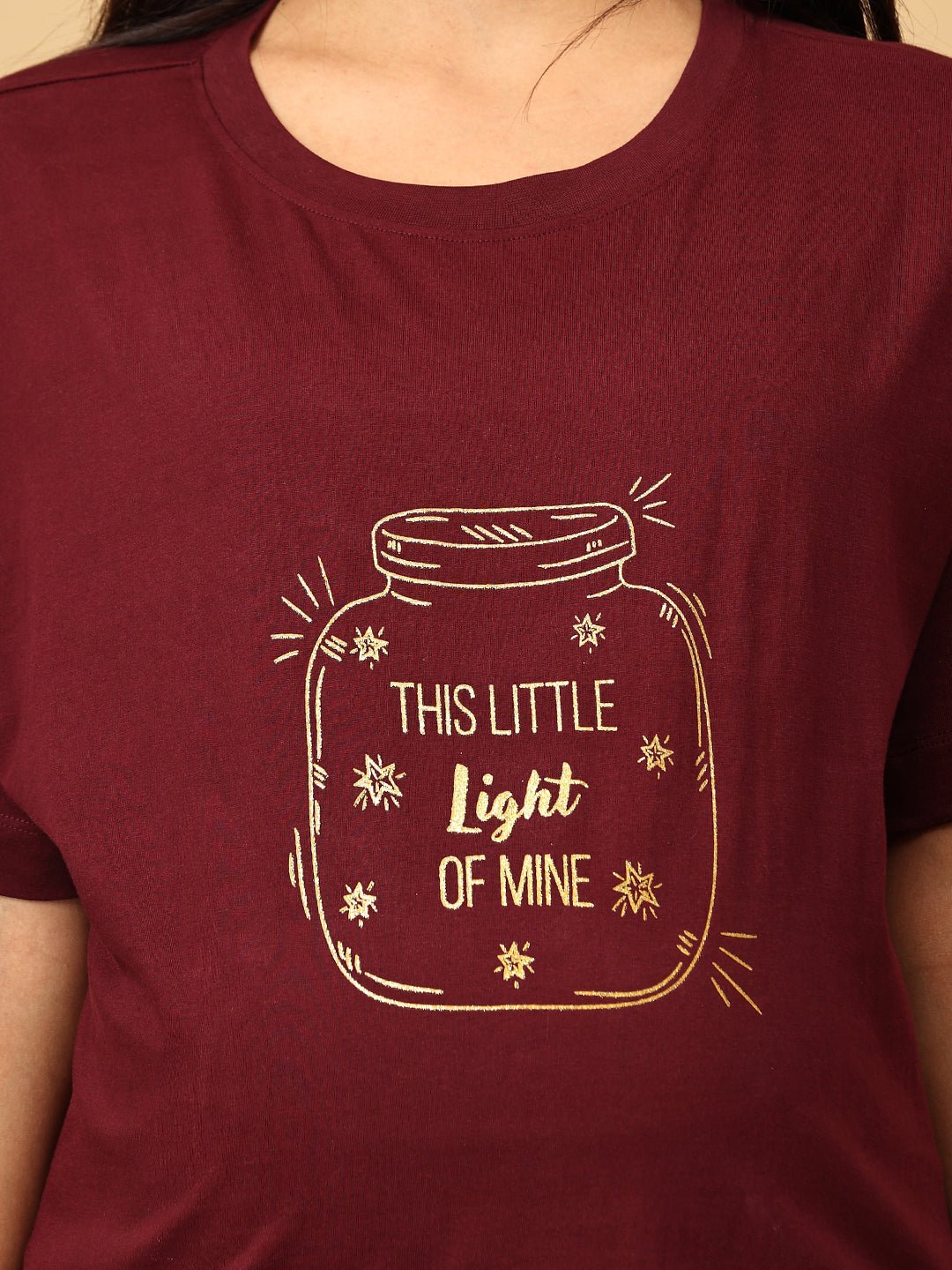  Little Light of Love Oversized Maternity and Nursing T shirt Maroon