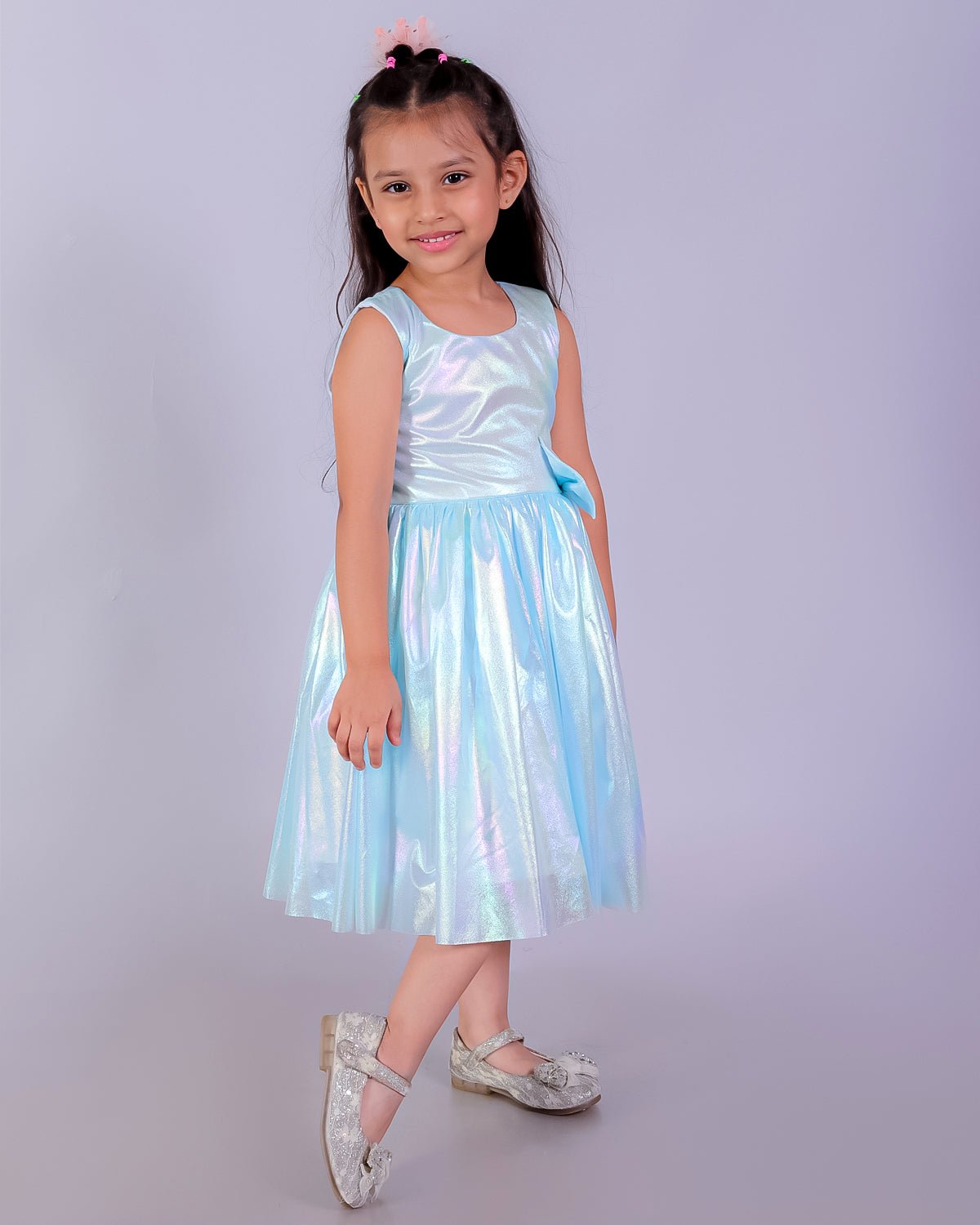 Little Mermaid Blue Iridescent Shimmering Girls Tulle Dress For Kids