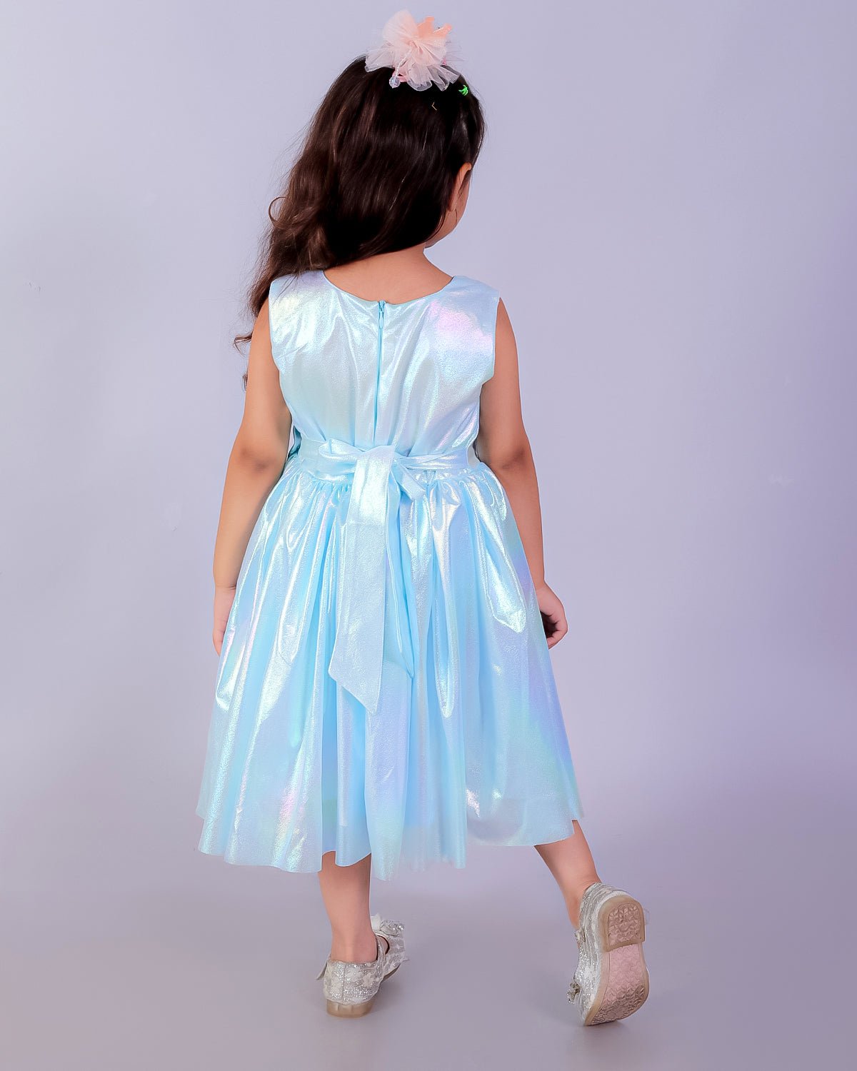 Little Mermaid Blue Iridescent Shimmering Girls Tulle Dress For Kids