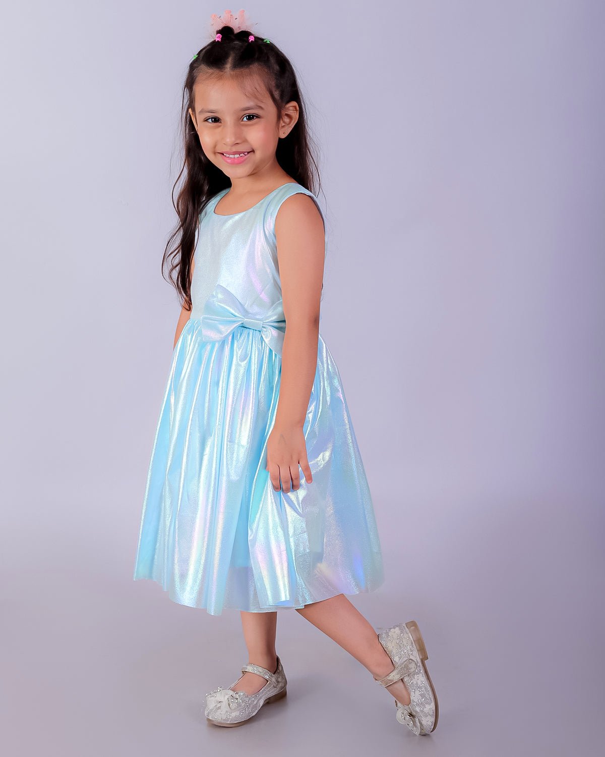 Little Mermaid Blue Iridescent Shimmering Girls Tulle Dress For Kids