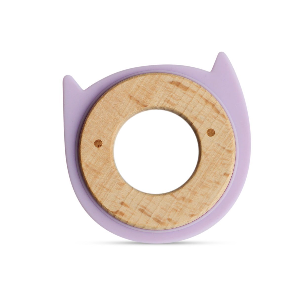 Little Rawr Kitty Purple Organic Wood Silicone Disc Teether For Babies
