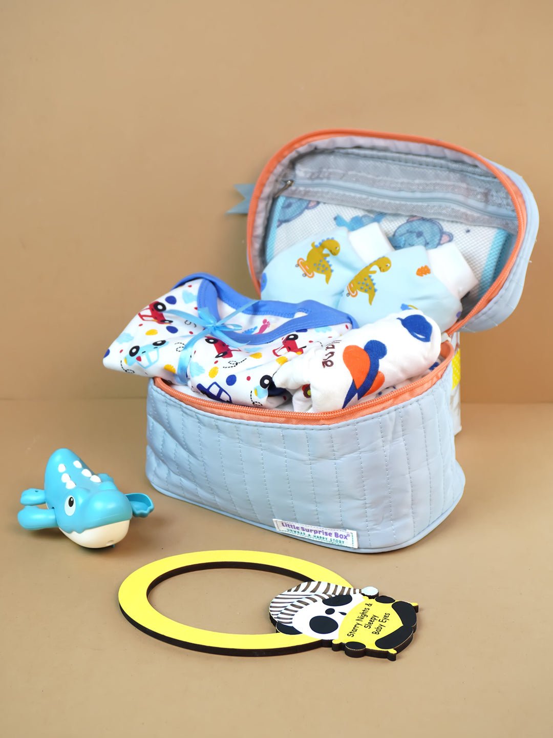 Blue Monkey 13 PCS Newborn Baby Boy Gift Box With Pouch And Toy