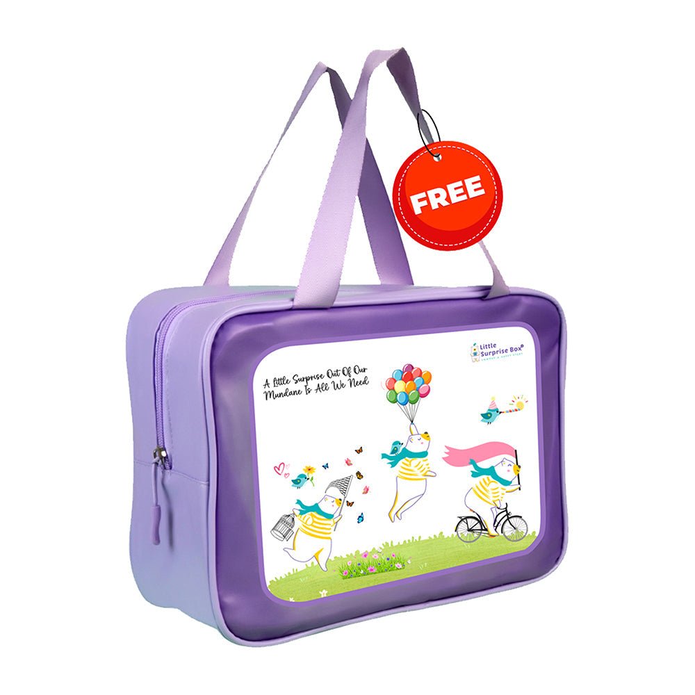 Purple Rabbit Printed Girls 2pcs Top and Skort Set UPF 50+ Swimwear With Free Washbag
