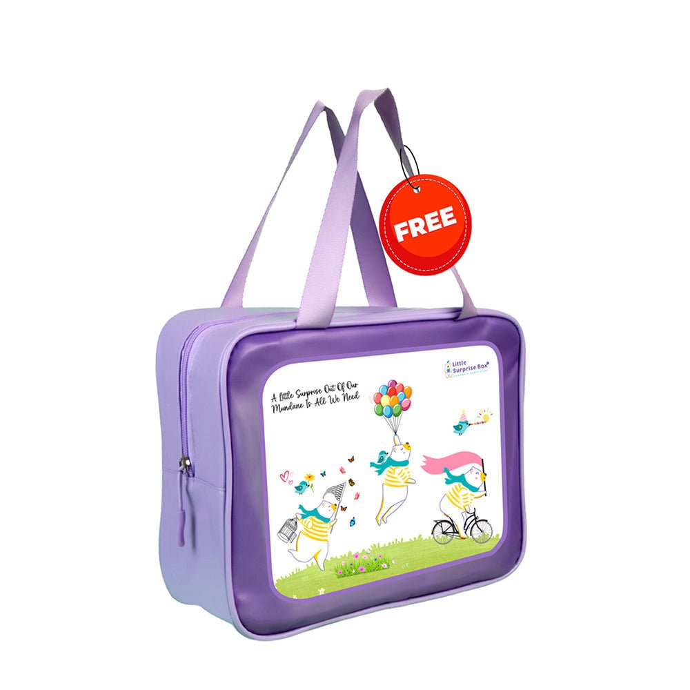Purple Geometric Printed Kids Full Length UPF 50+ Swimwear With Free Washbag
