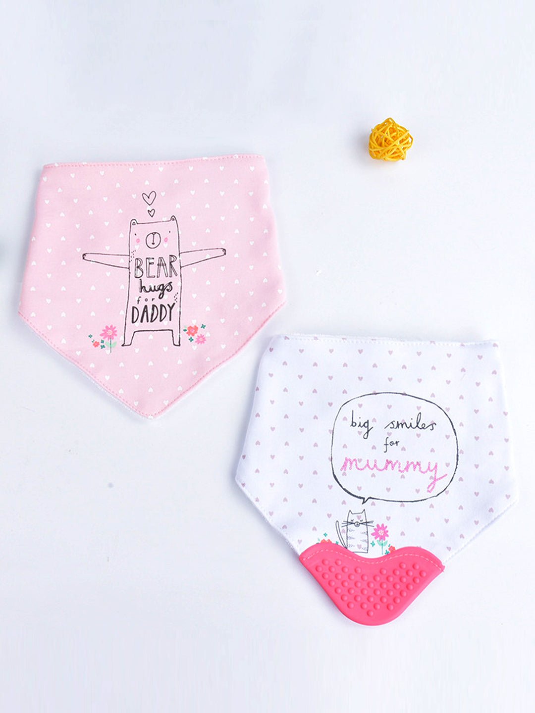 Multicolor Little Surprise Box 2 Pc Silicone Teether Flap Bibs For Babies