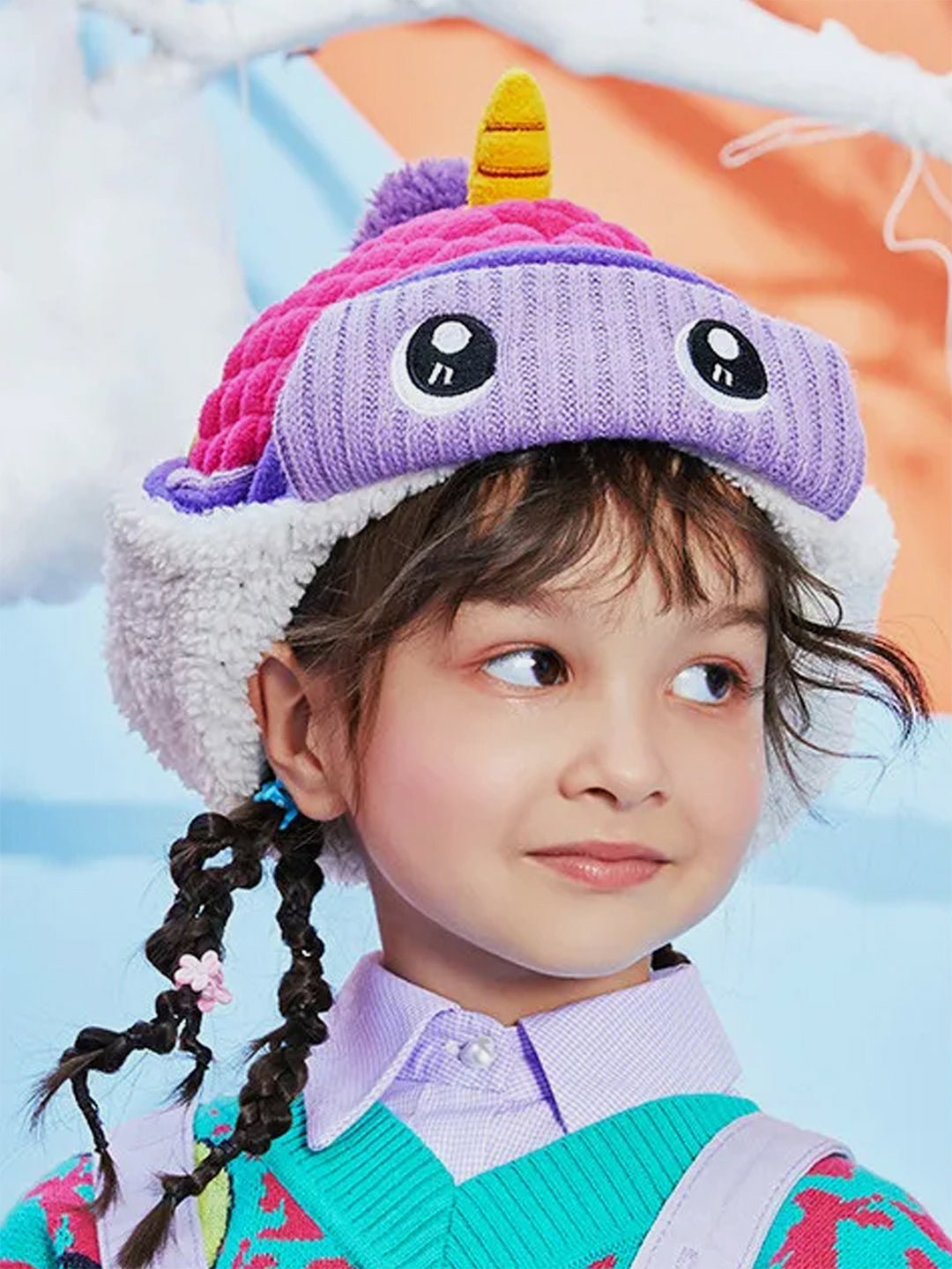 Little Surprise Box Pink 3D Unicorn Quilted Winter Cap Muffler Gloves Set