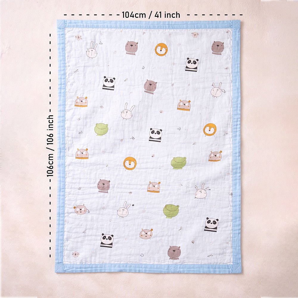 Blue Animal Kingdom 1 PC Kids Cotton Hooded Winter Wrapper With Free Storage Pouch