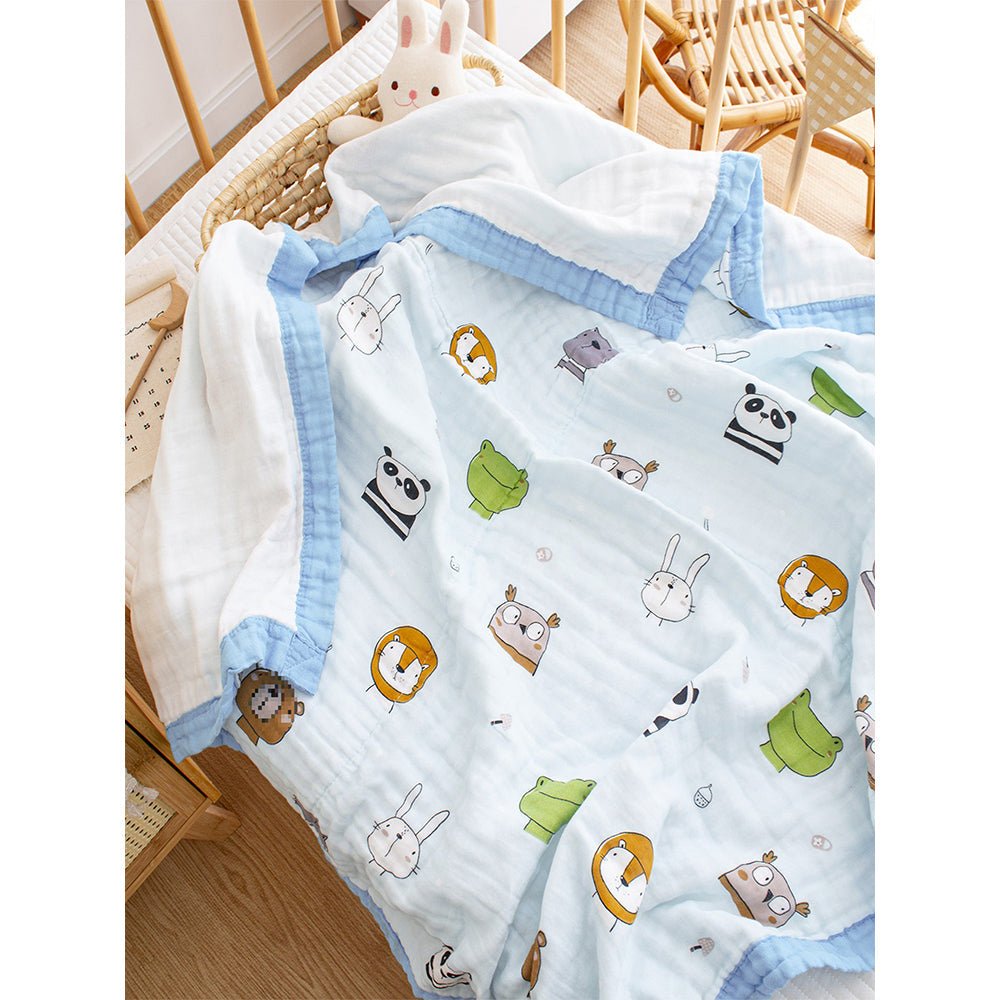 Blue Animal Kingdom 1 PC Kids Cotton Hooded Winter Wrapper With Free Storage Pouch