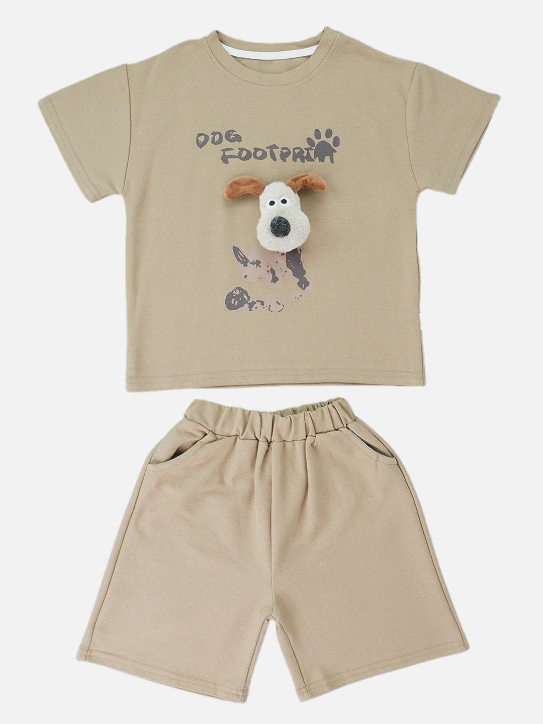 Brown Doggy Paw Kids 2pcs Shorts and Tee Set