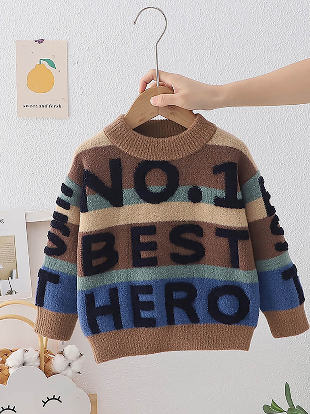 Little Surprise Box Brown No 1 Hero Striped Knitted Cardigan For Kids