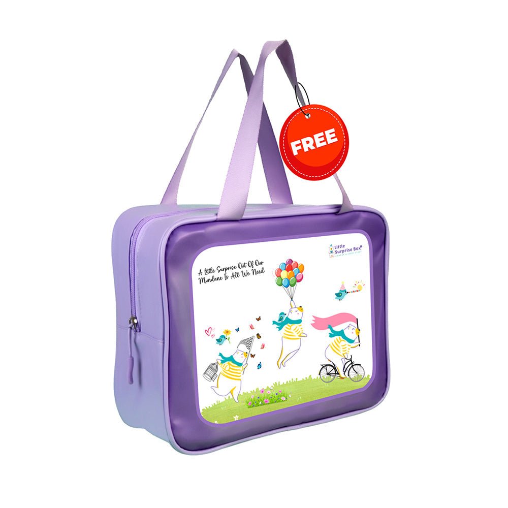 Purple & Teal Geometric Printed Kids Neoprene Full Length Swimsuit With Free Washbag