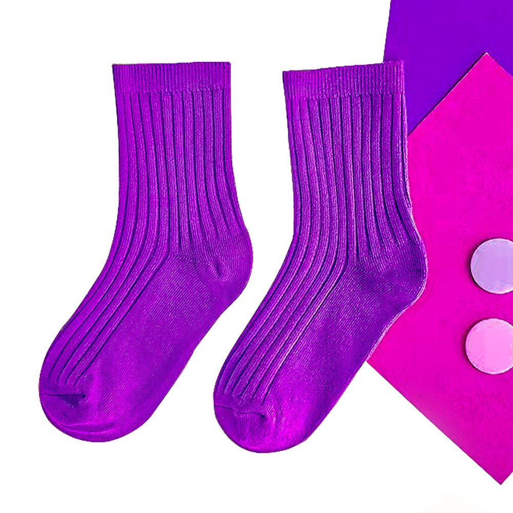 Little Surprise Box Fluorescent Green Violet Pink Socks Set For Kids