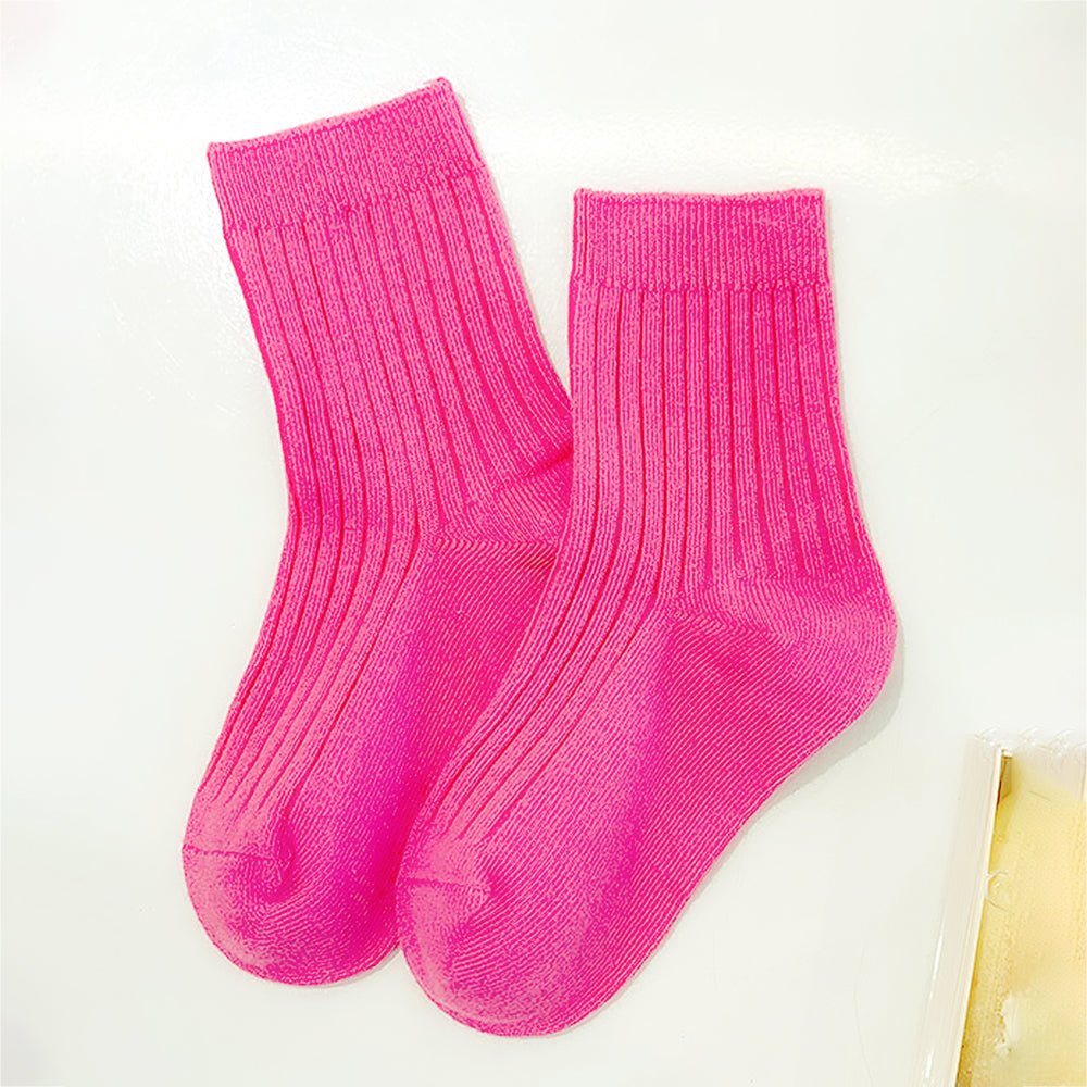 Little Surprise Box Fluorescent Green Violet Pink Socks Set For Kids