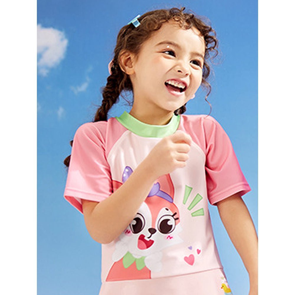 Foxy Print Girls Frock Style Polyester Spandex Swimwear