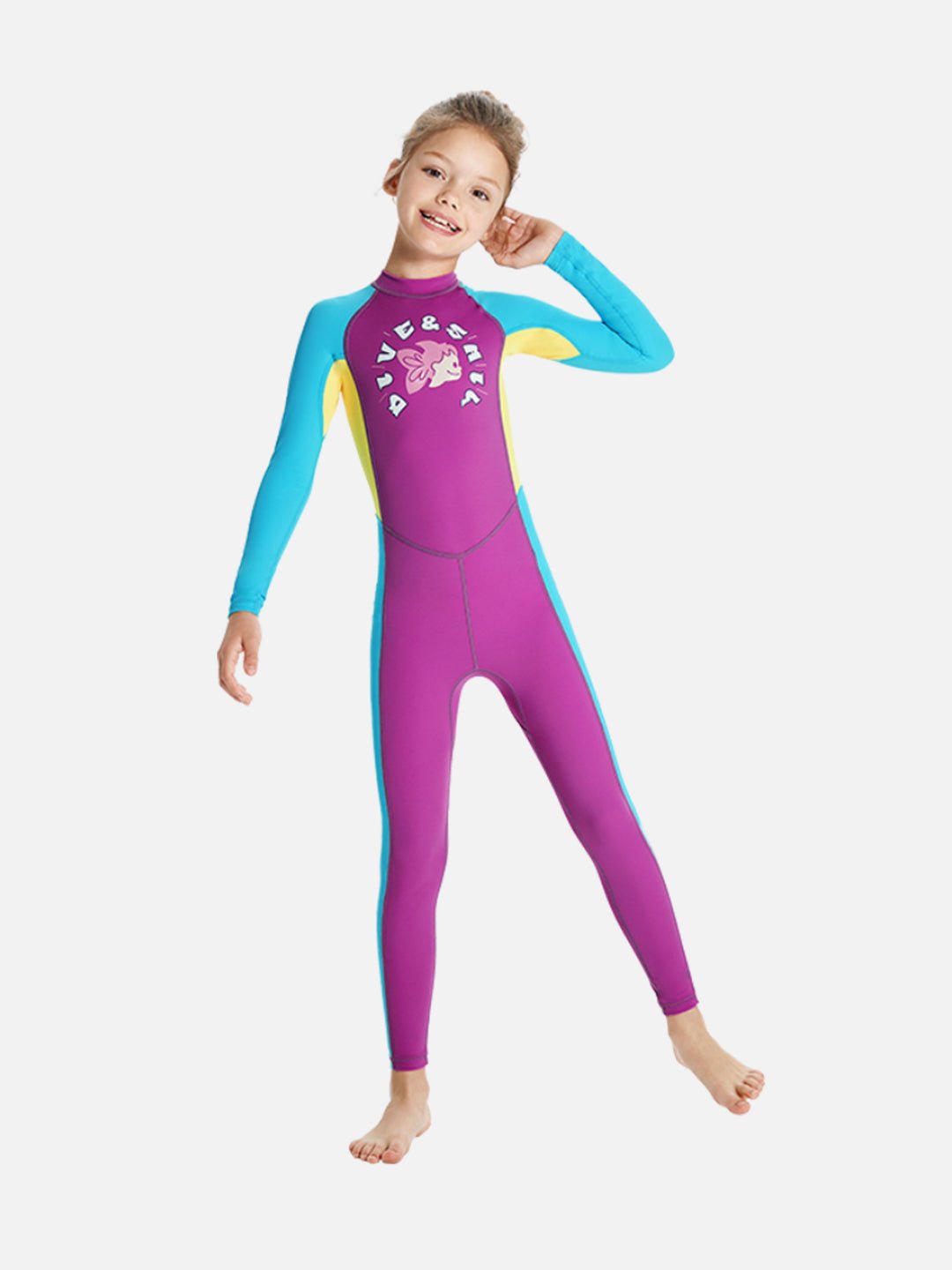 Mauve Mermaid Printed Kids Full Length UPF 50+ Swimwear With Free Washbag