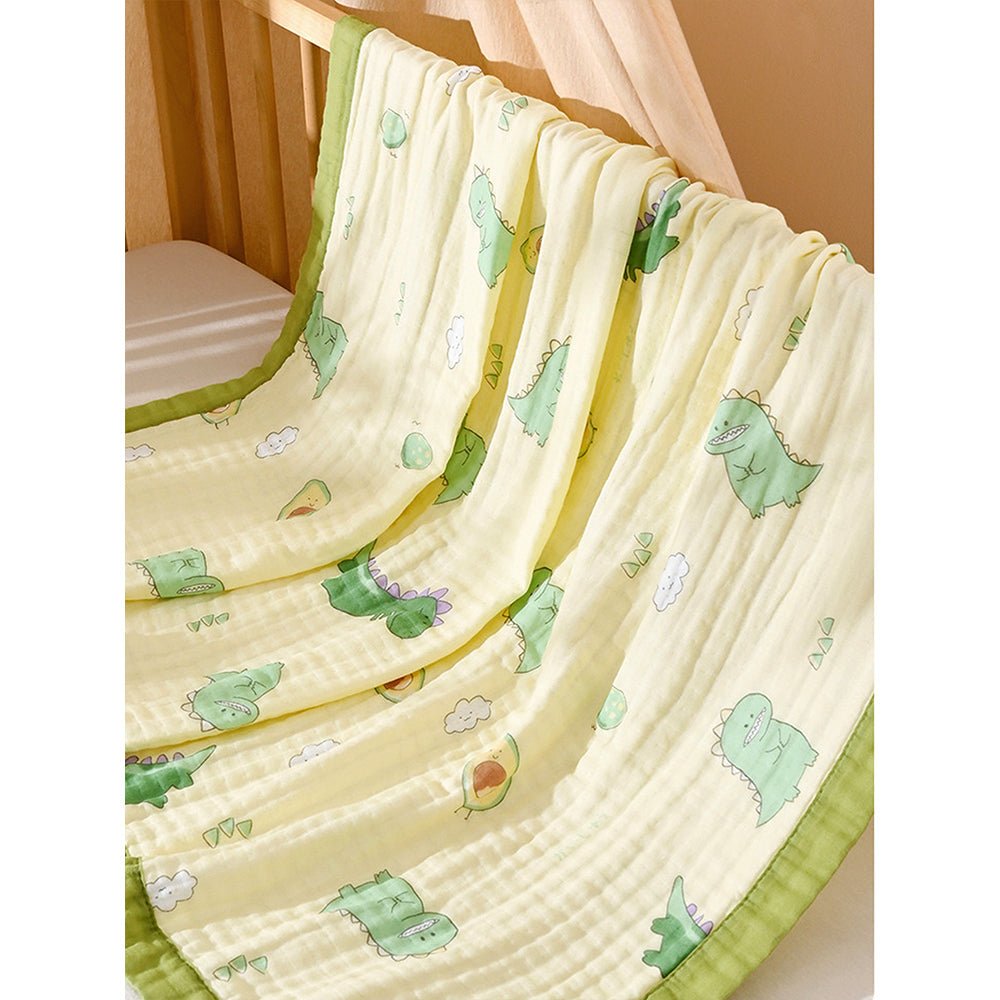Green Dino & Avocado 2 PC Kids Muslin Cotton Blanket Set