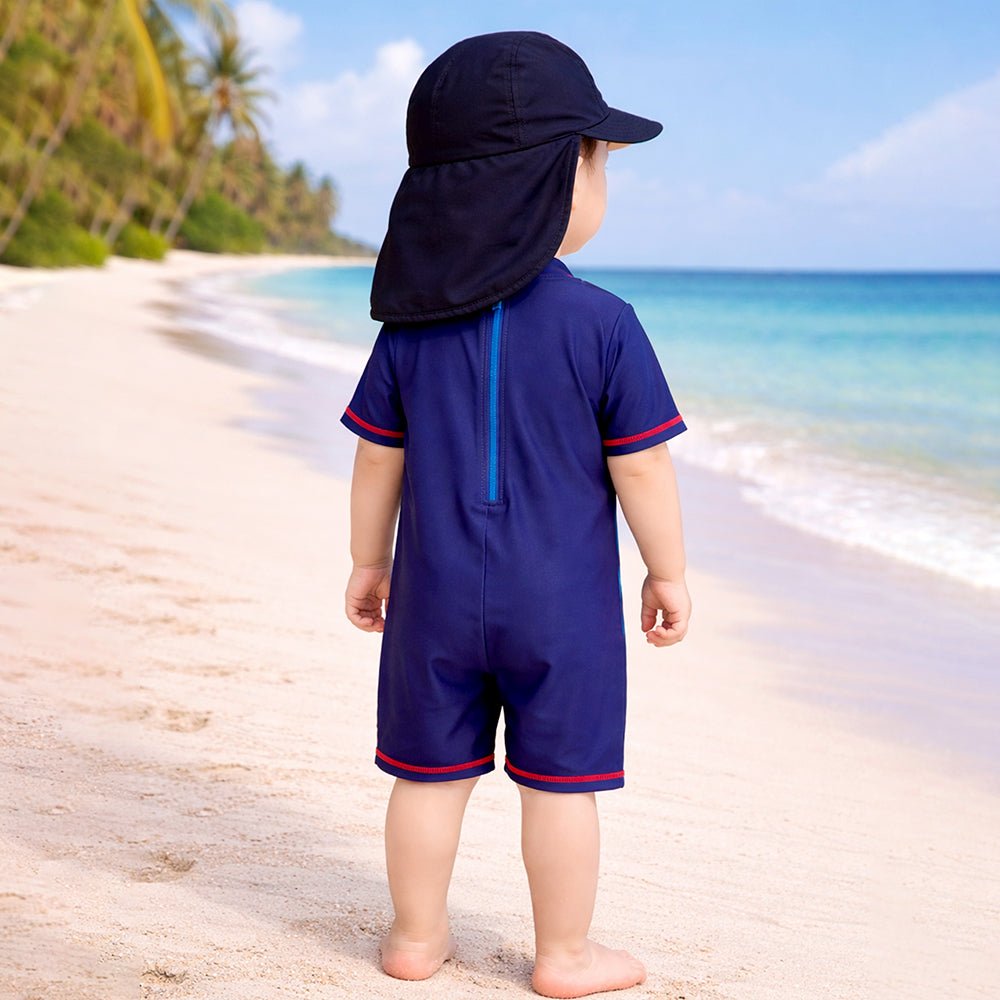 Blue Shark Printed Kids One Piece Swimwear With Free Cap Washbag and Detergent