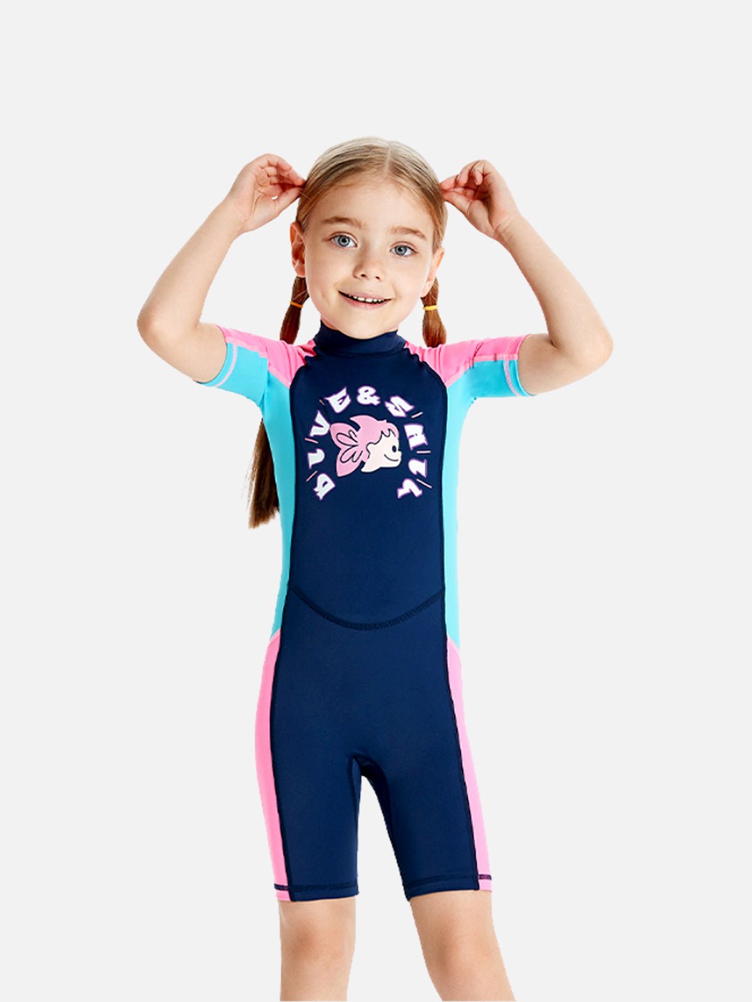 Navy Mermaid Kids Knee Length UPF 50+ Swimwear With Free Washbag