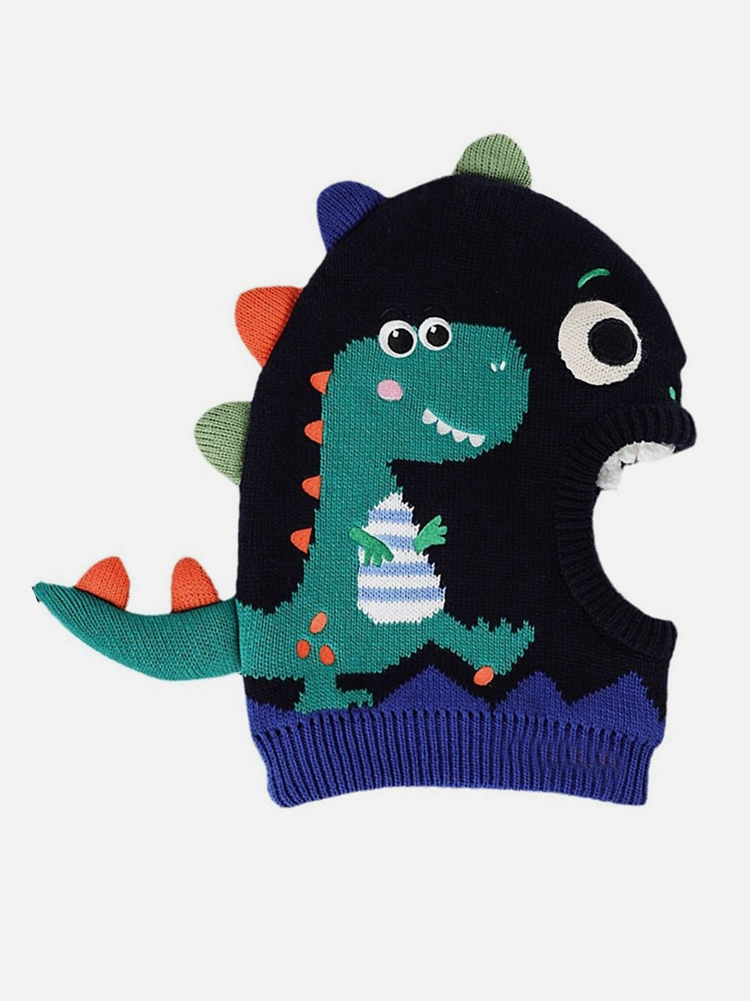 Little Surprise Box Blue Border Dino Knitted Winter Cap