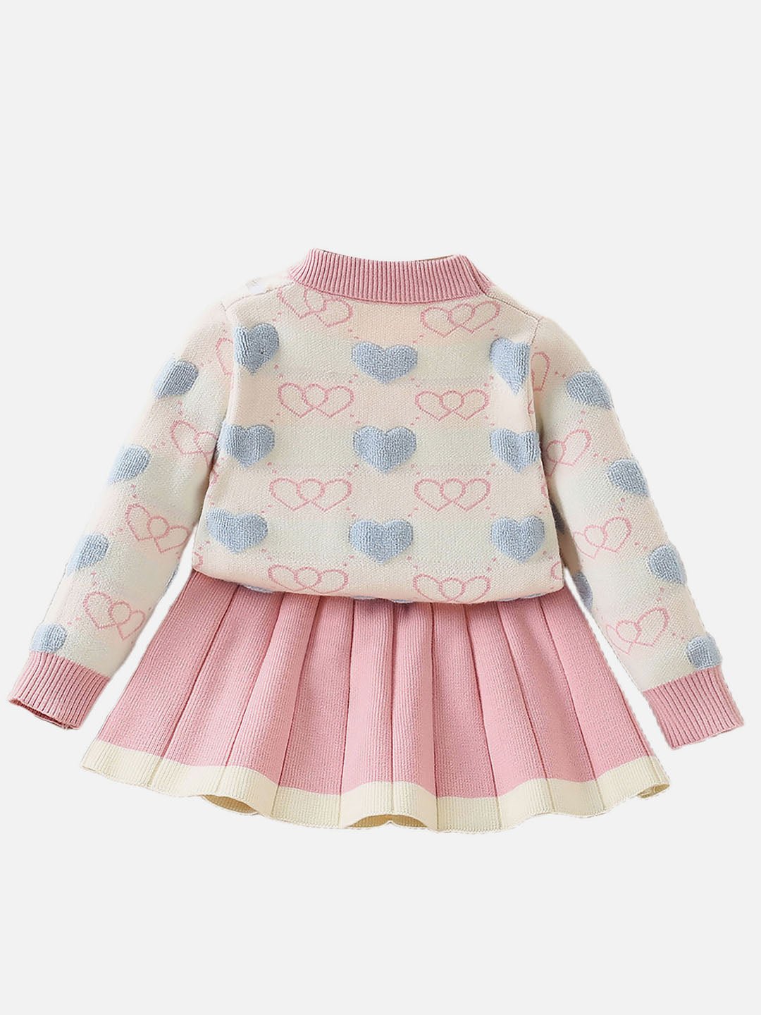 Little Surprise Box Pink Mini Hearts Patterned Sweatshirt And Skirt Set For Girls
