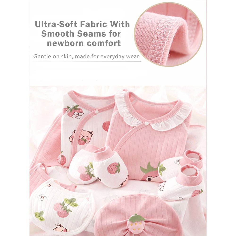 Pinkberry Ted 20 PCS Newborn Baby Girl Gift Box With Rompers And Swaddle