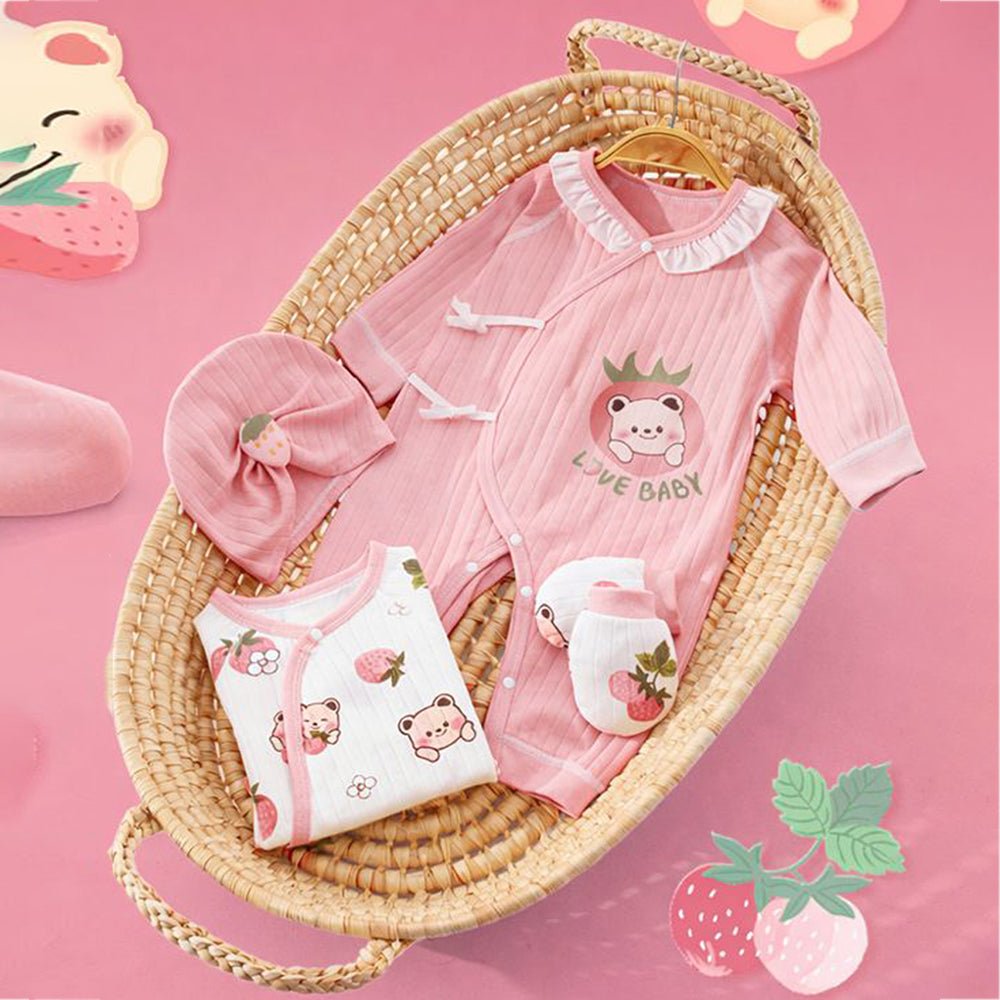 Pinkberry Ted 20 PCS Newborn Baby Girl Gift Box With Rompers And Swaddle