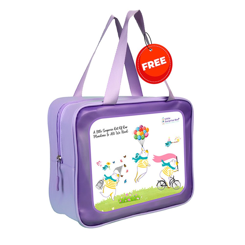Orange She's So Lucky Printed Kids Knee Length UPF 50+ Swimwear With Free Washbag