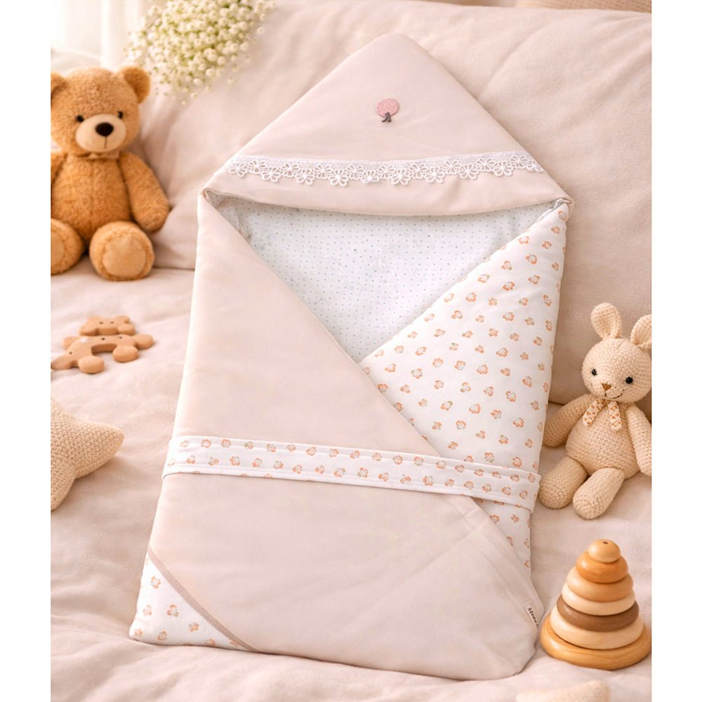 Small Leaves 2 PC Kids Cotton Hooded Winter Wrapper with Pouch