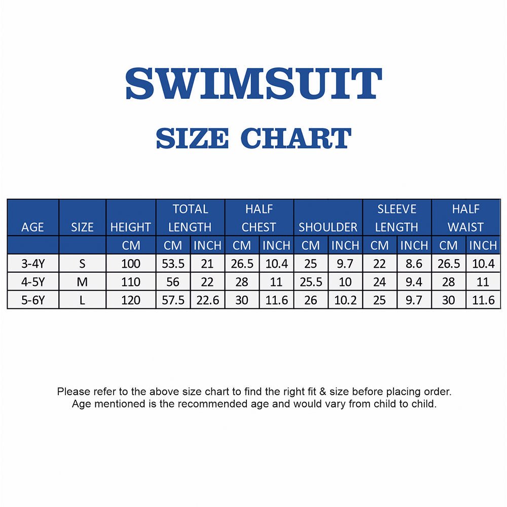 White Blue Dog Printed Kids Knee Length UPF Swimwear With Free Washbag