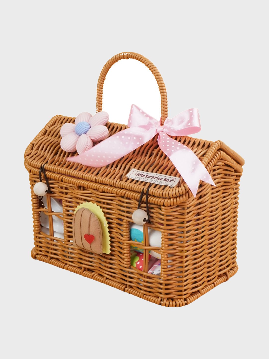 Blessed Home Pink Cotton 15 PCS Newborn Baby Girl Gift Box With Basket