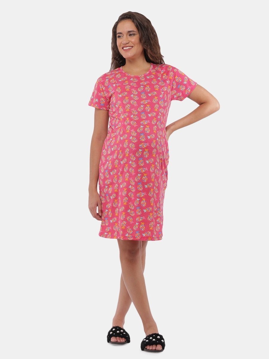  Lookin' Pine Maternity and Nursing T-Shirt Dress Blue