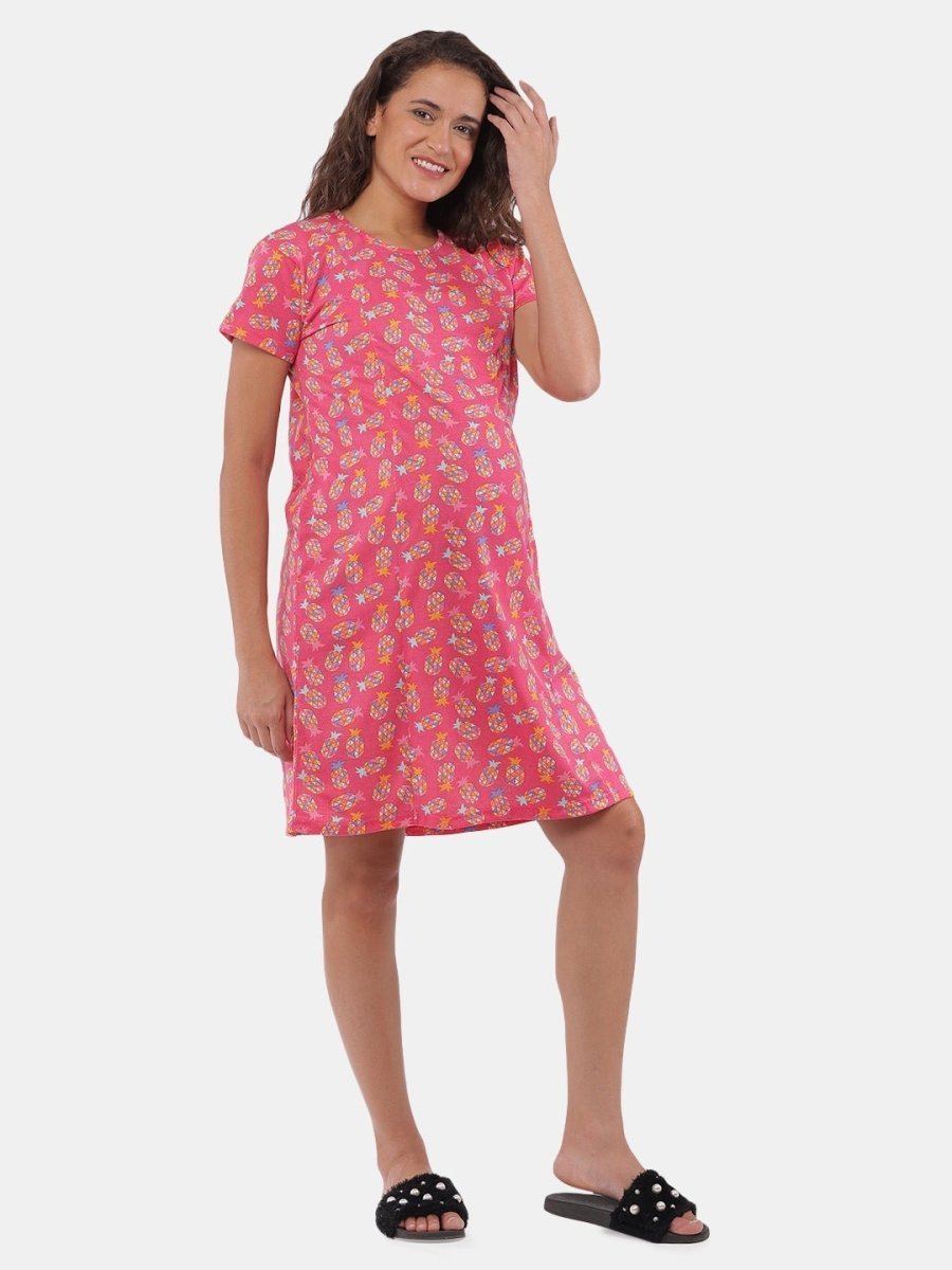  Lookin' Pine Maternity and Nursing T-Shirt Dress Blue
