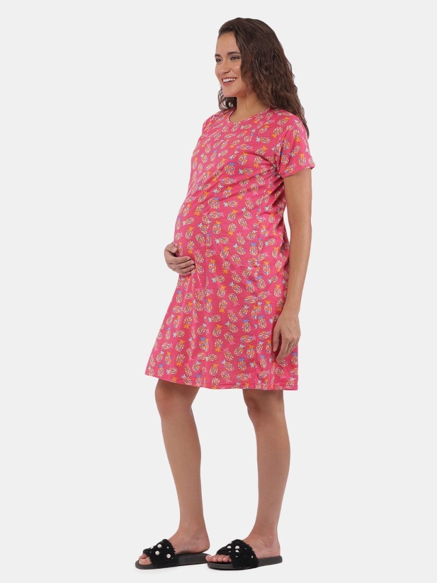  Lookin' Pine Maternity and Nursing T-Shirt Dress Blue