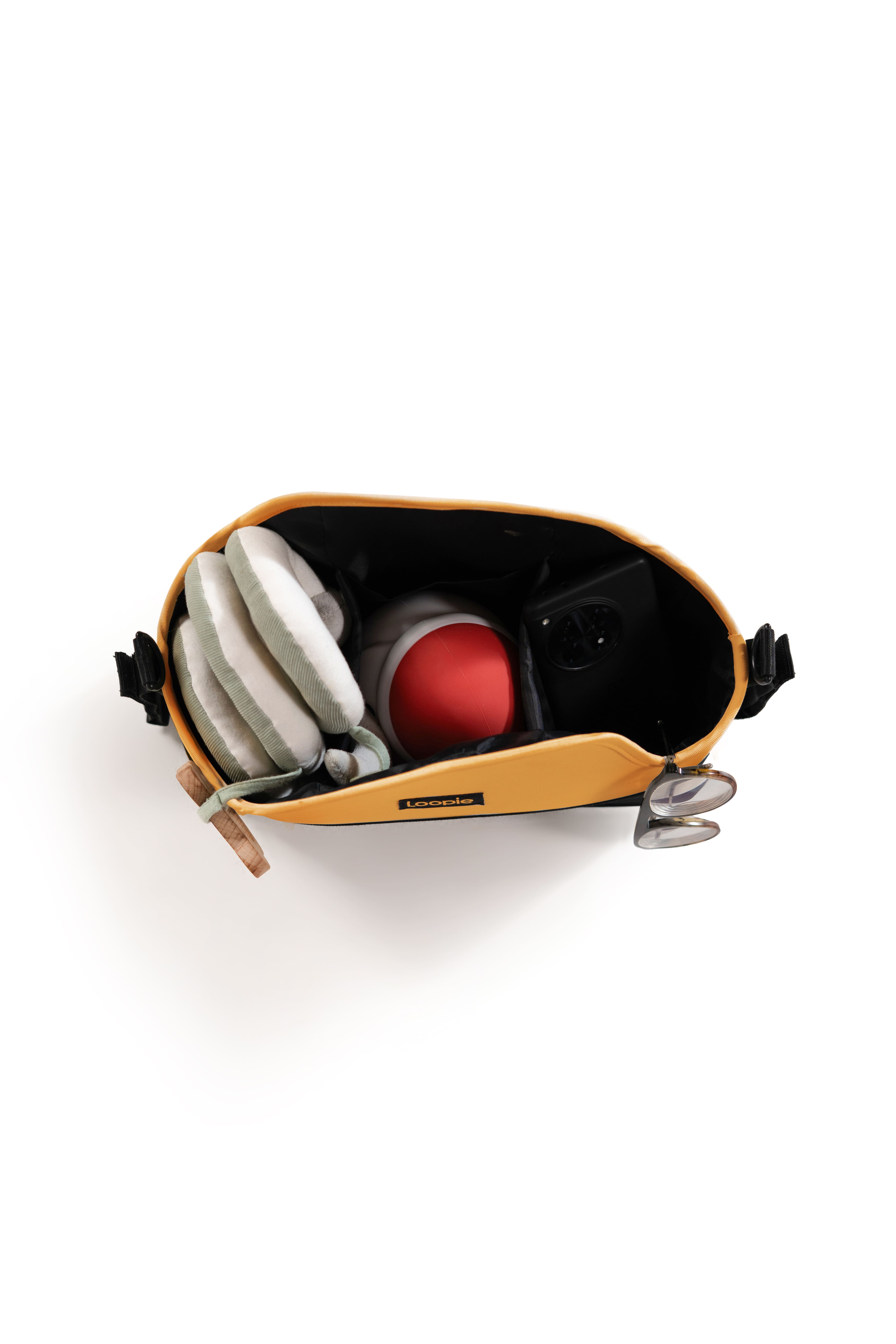 Loopie Organiser Bag Baby Stroller Caddy Universal Fit Magnetic Closure Ivory