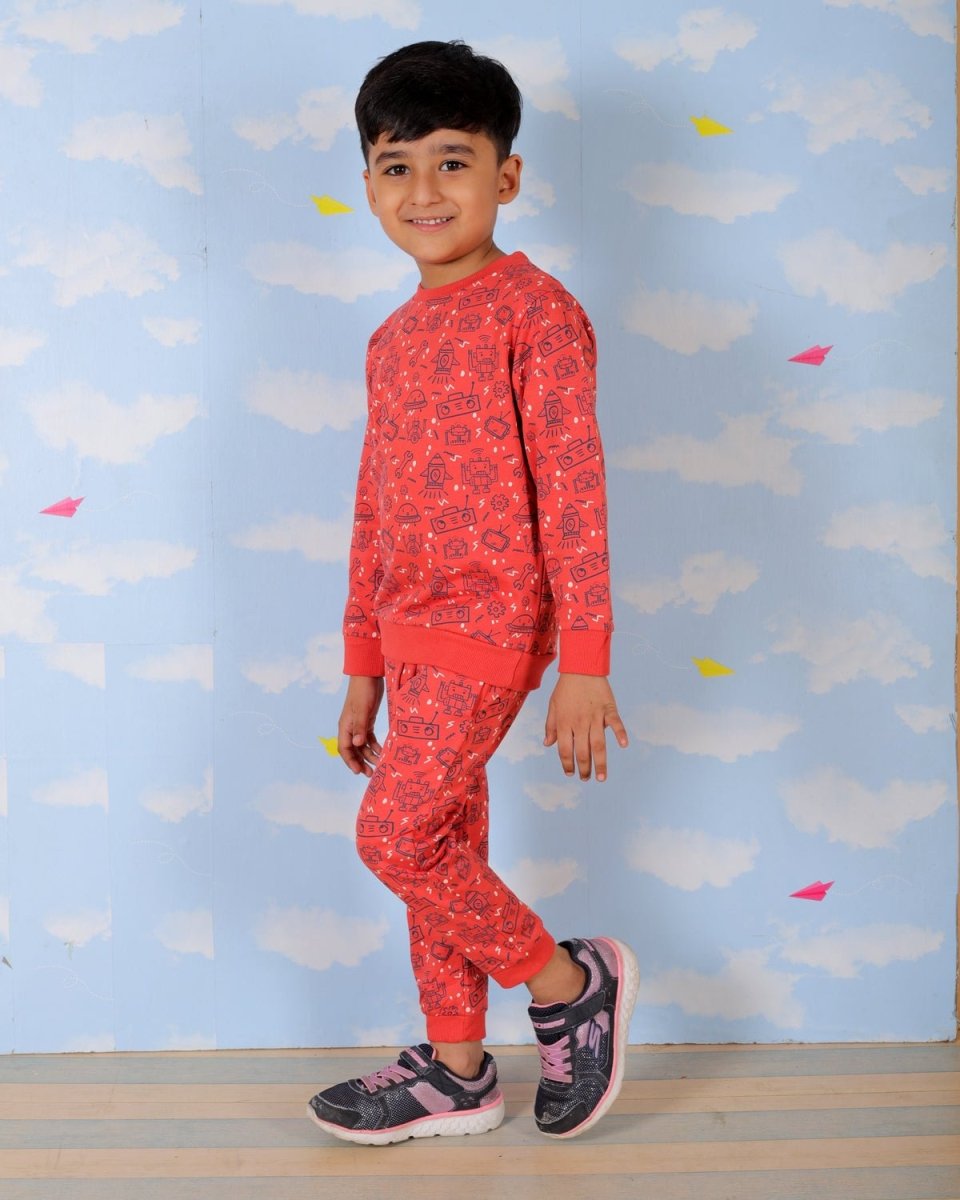 Red Machine Man Robot Jogger Set For Boys