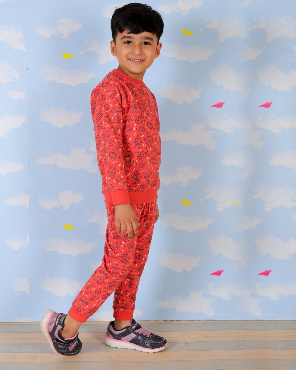Red Machine Man Robot Jogger Set For Boys