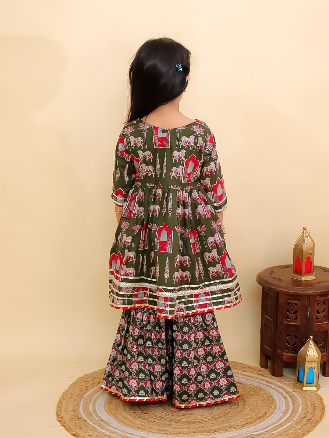 Madhu Mala Green Girls Anarkali Sharara Set