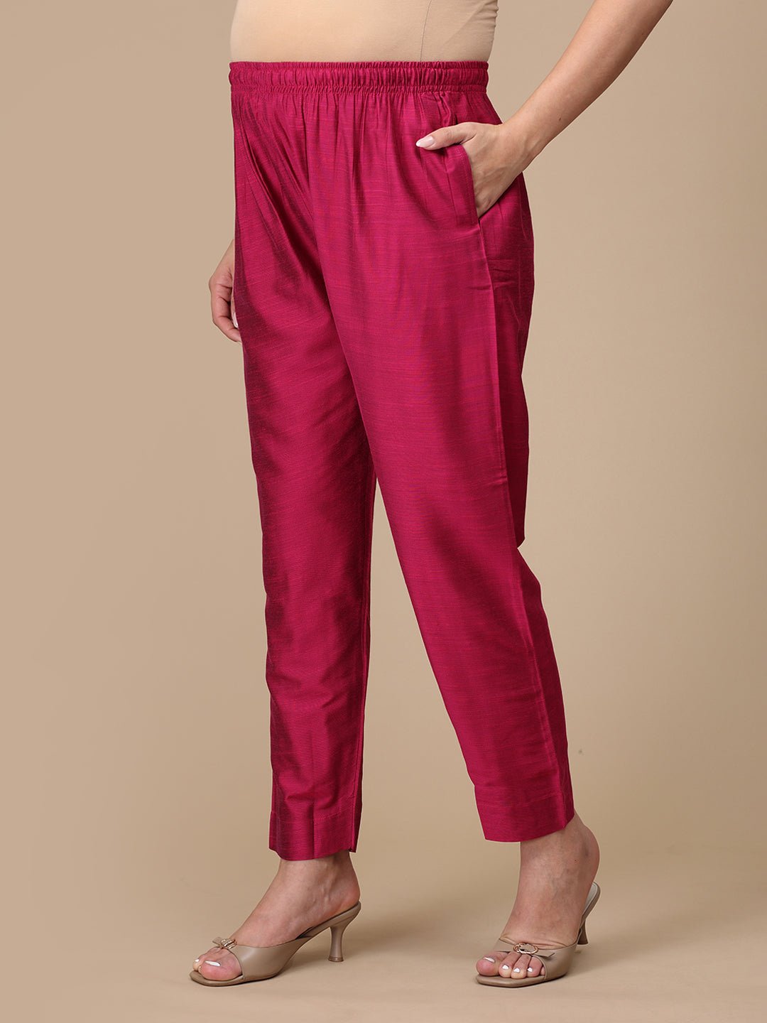  Magenta Haze Embroidered Maternity Silk Kurta Set Magenta