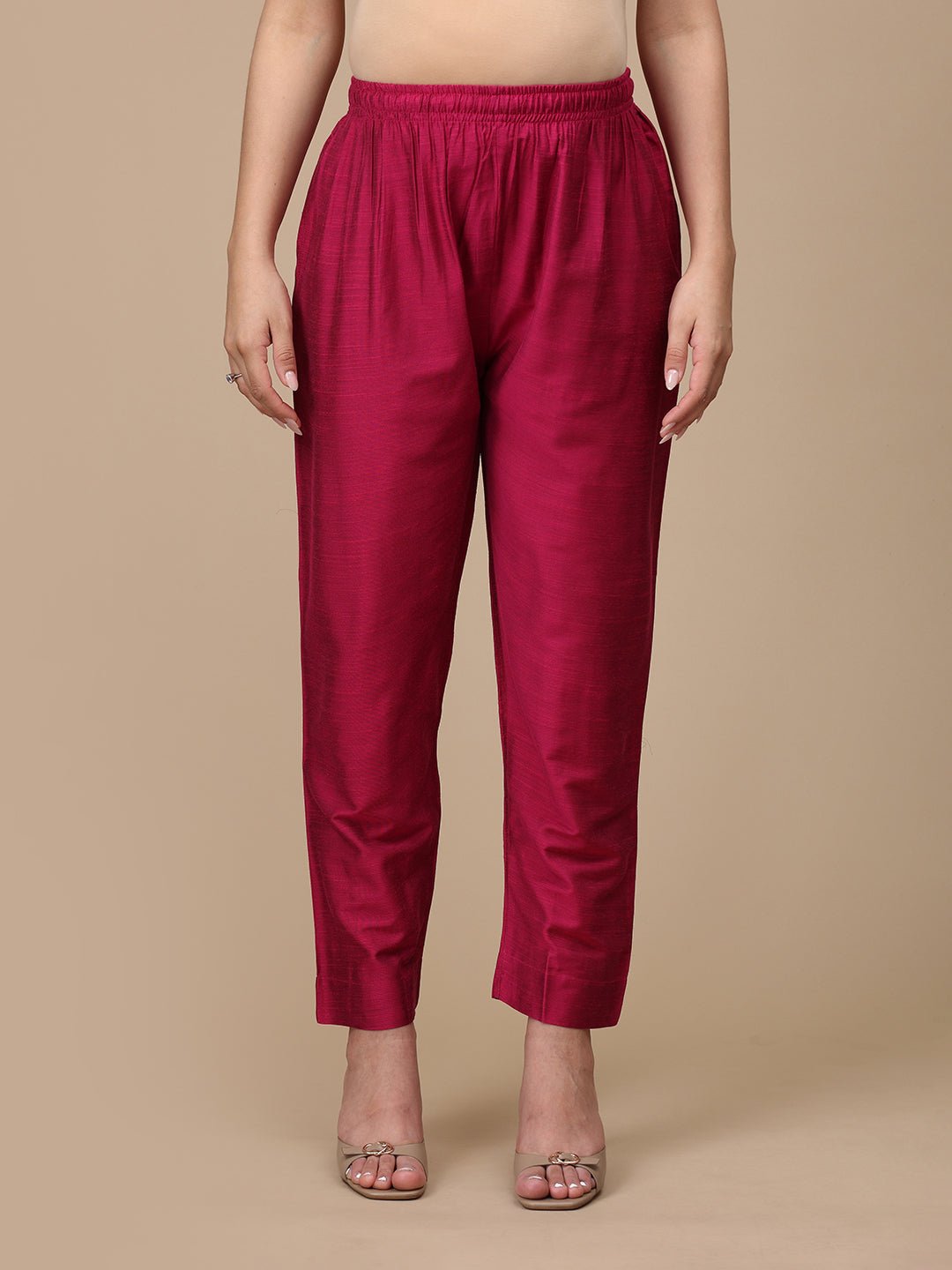  Magenta Haze Embroidered Maternity Silk Kurta Set Magenta