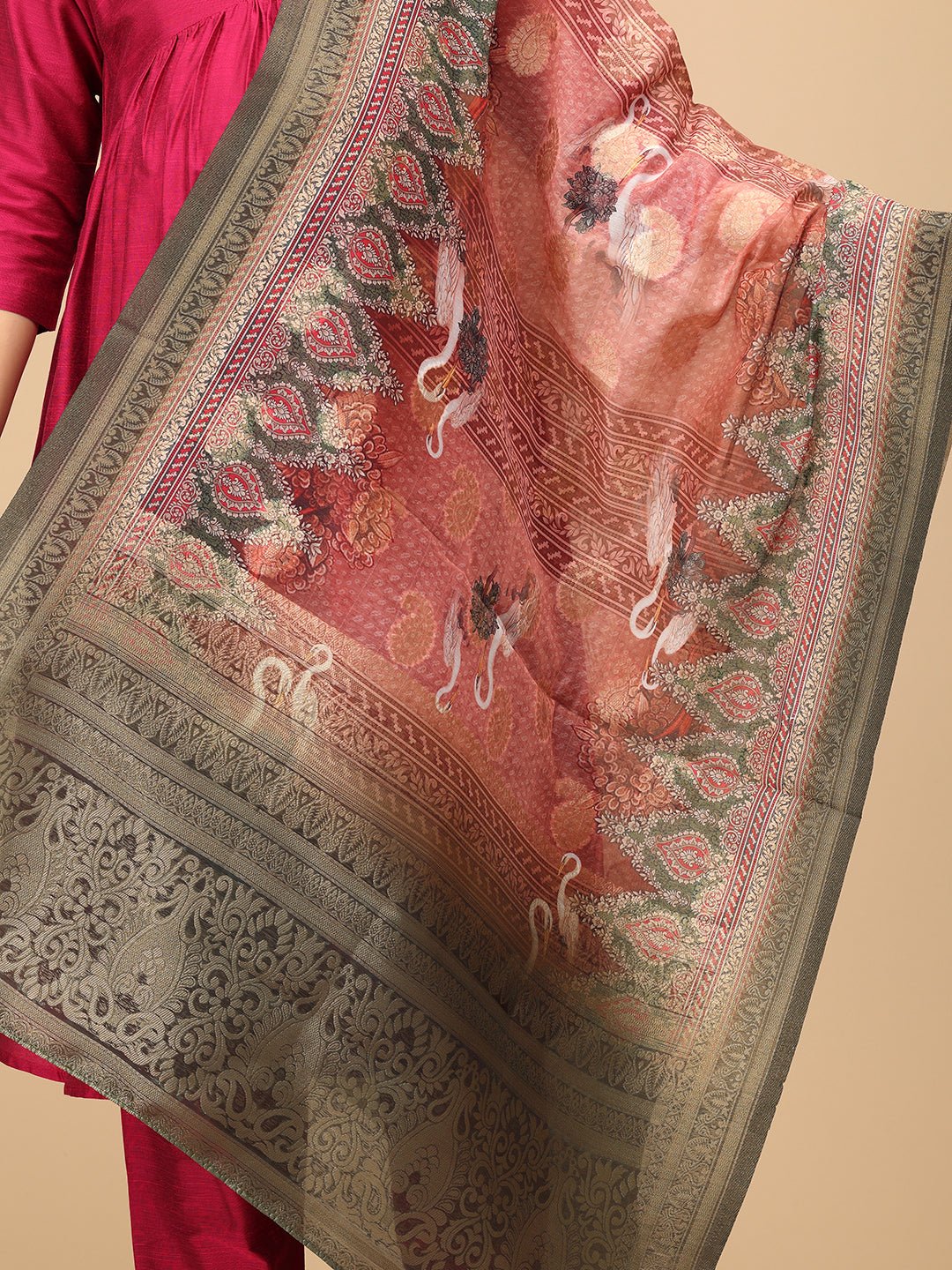  Magentastic Maternity and Nursing Silk Kurta Set Magenta