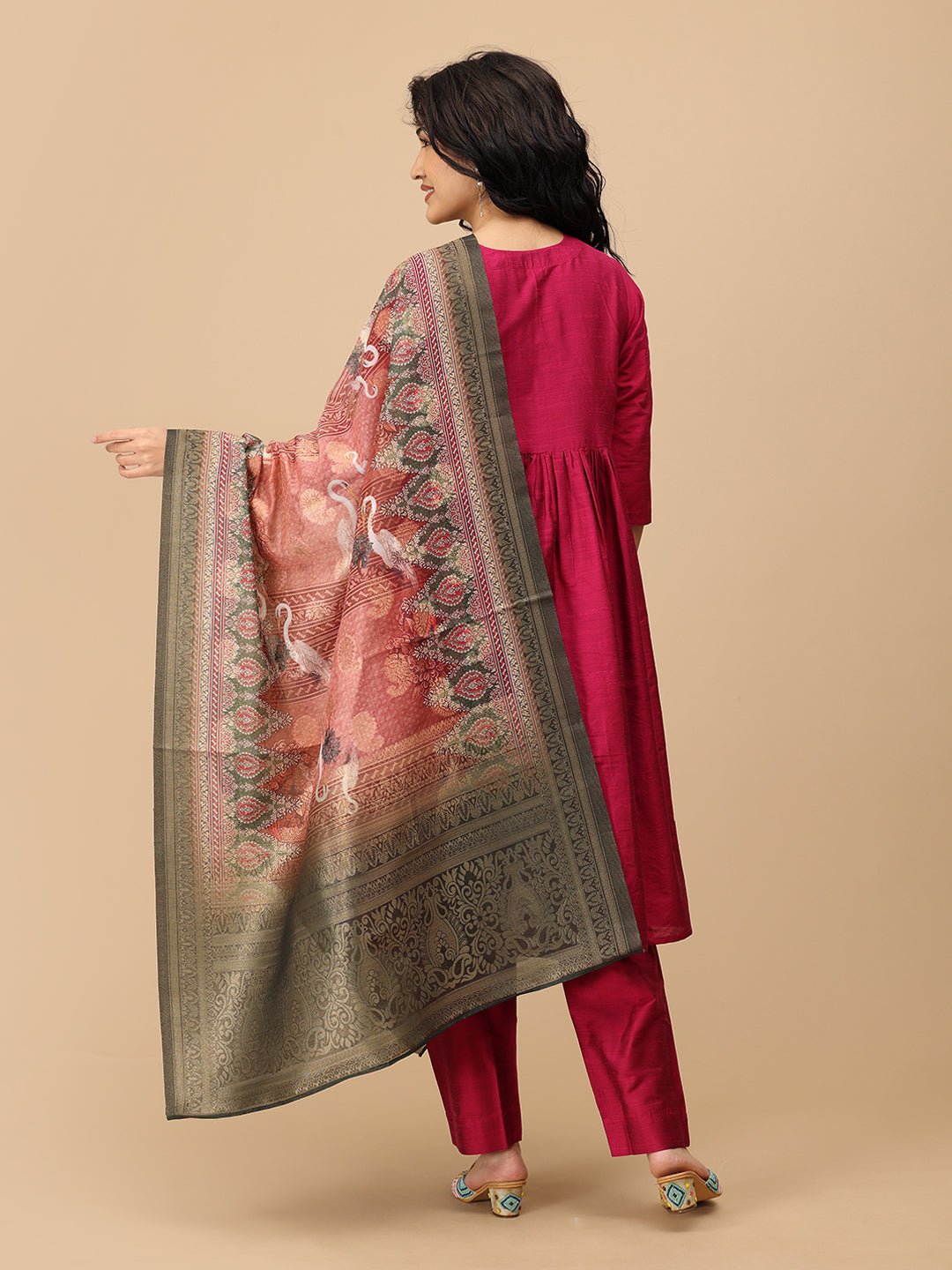  Magentastic Maternity and Nursing Silk Kurta Set Magenta