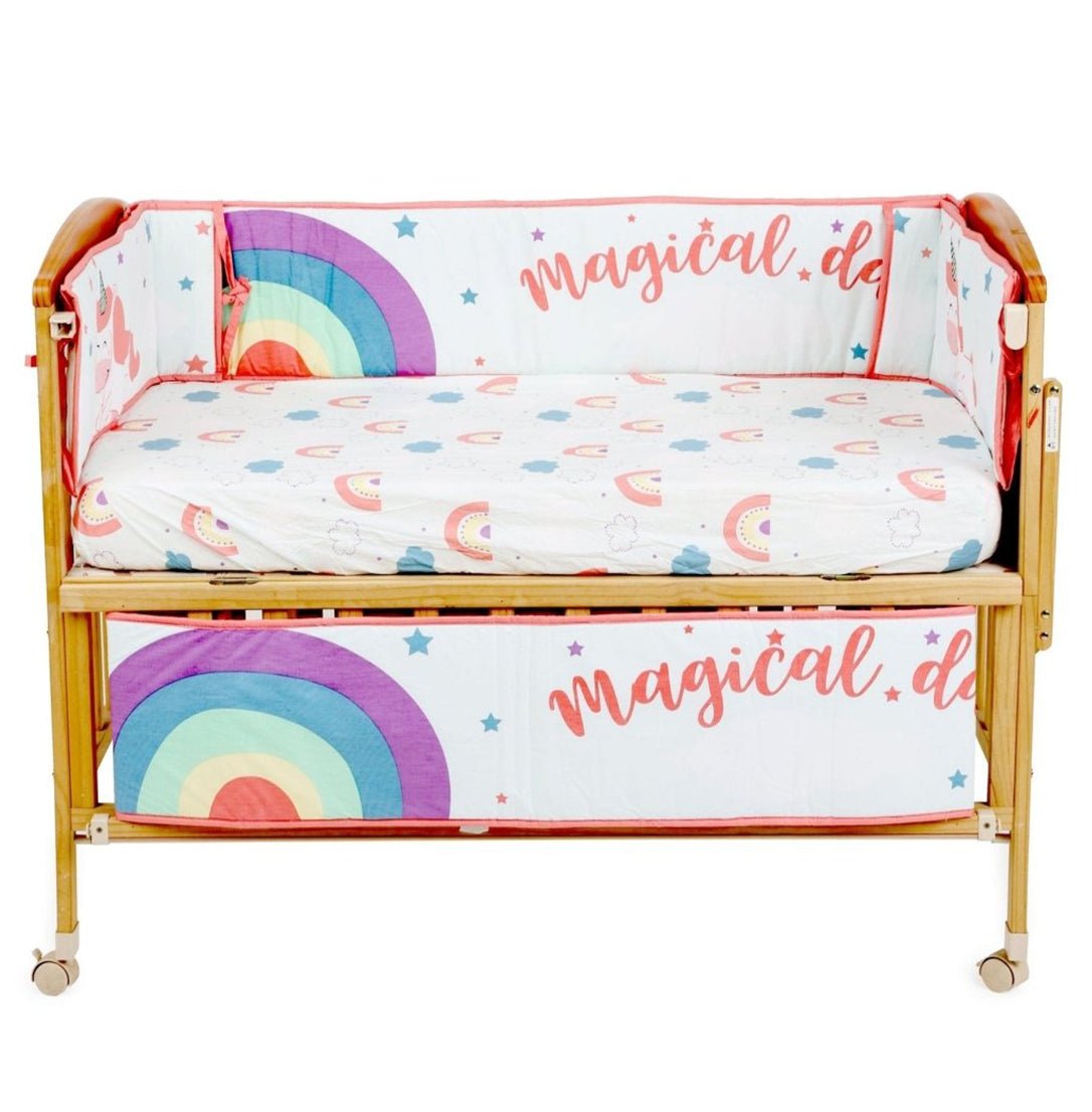 Magical Unicorn 4 PC Kids Cotton Crib Rail Protector Bumper Set