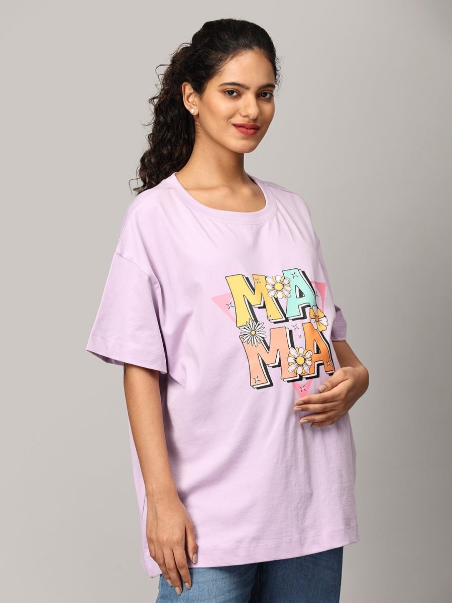  Mumma Oversized Maternity and Nursing T shirt Lavender